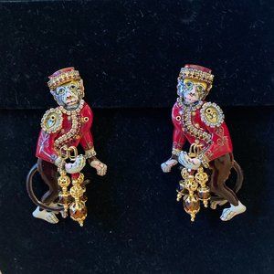 "Monkey See, Monkey Do" Lunch at the Ritz clip-on earrings